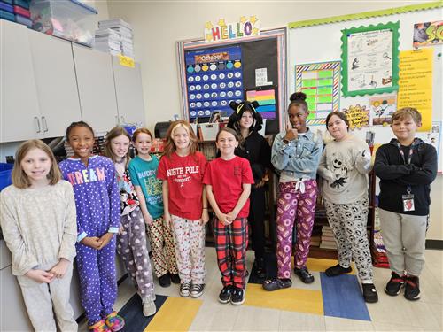 5th Grade dressed up for pajama day.