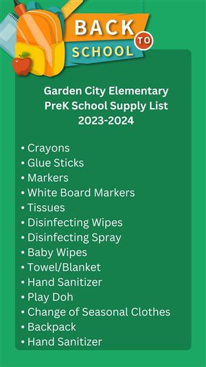 Prek School Supply List