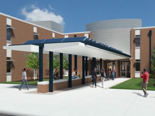  Rendering of the exterior of the new Charles W. Day Technical Education Center