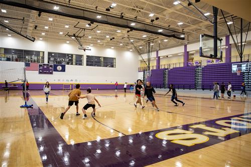 Students playing basketball